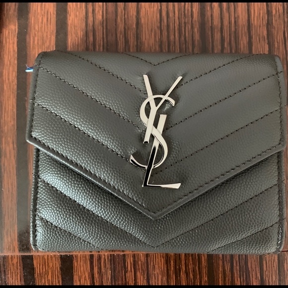 Yves Saint Laurent Handbags - YSL MONOGRAM COMPACT TRI FOLD EMBOSSED LEATHER
